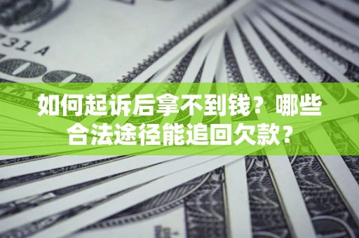 武汉如何起诉后拿不到钱？哪些合法途径能追回欠款？